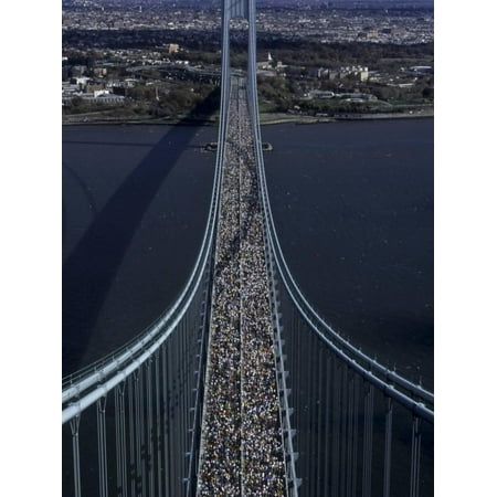 The Runners Shop Rapid City Runners Crossing the Verrazano Bridge after Starting the 1999 New York City Marathon Print Wall Art ()