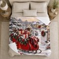 thumbnail image 5 of Snow Covered Winter Christmas Cottage Vintage Red Sleigh, Festive Holiday Scene, Warm Flannel Blanket for Living Room and Family Room, Art Lovers Christmas Gift, Festive Home Decor, 5 of 9