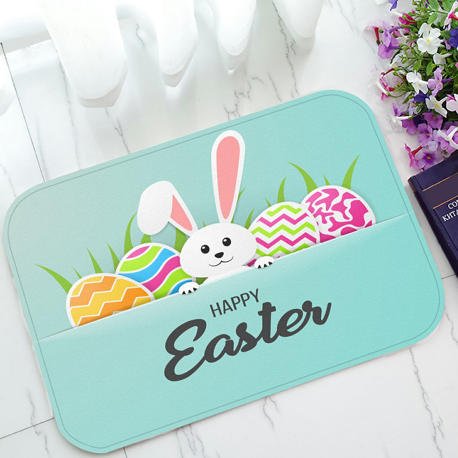 ABPHQTO Happy Easter Greeting Card Doormat Entrance Rug Area Rug Floor