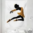 thumbnail image 1 of Ballet Tapestry, Posing Ballerina Girl Silhouette with Tutu Pointe Shoes and Tiara Outfit, Fabric Wall Hanging Decor for Bedroom Living Room Dorm, 5 Sizes, Pale Coffee and Black, by Ambesonne, 1 of 1