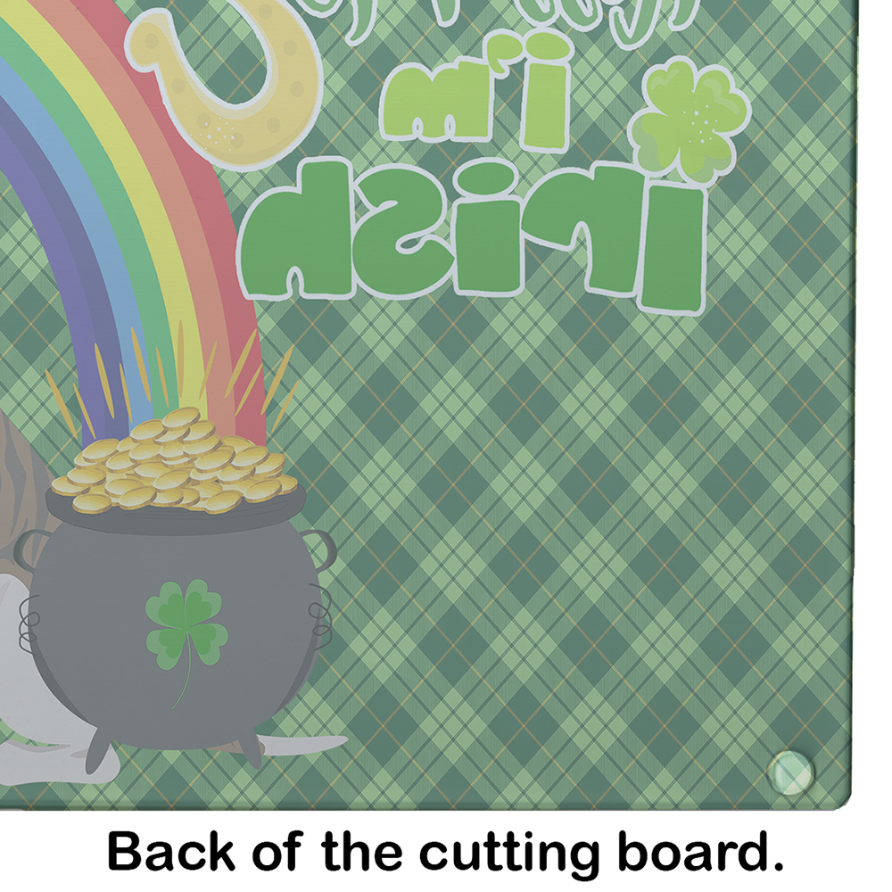 Fawn Brindle Pit Bull Terrier St. Patrick's Day Glass Cutting Board Large 12 in x 15 in