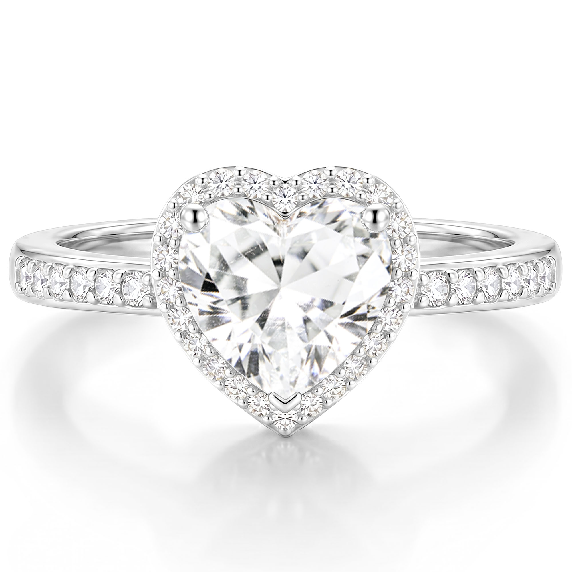 Apsvo 925 Silver Plated Heart Ring with CZ photo 1