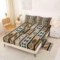 thumbnail image 2 of Homewish Yellow Boho Printed Bed Sheets,Geometric Stripes Full Size Sheets,4pcs,1 Flat Sheet, 1 Fitted Sheet and 2 Pillowcases, 2 of 6