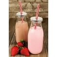 Estilo Dairy Reusable Glass Milk Clear Bottles With Straws And Metal