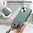 thumbnail image 4 of ELEHOLD Wallet Crossbody for iPhone 15 Pro Case,Independent Card Holder PU Leather Case with Detachable Crossbody Strap Zipper Purse Shockproof Cover for Women Girls for iPhone 15 Pro,Green, 4 of 7