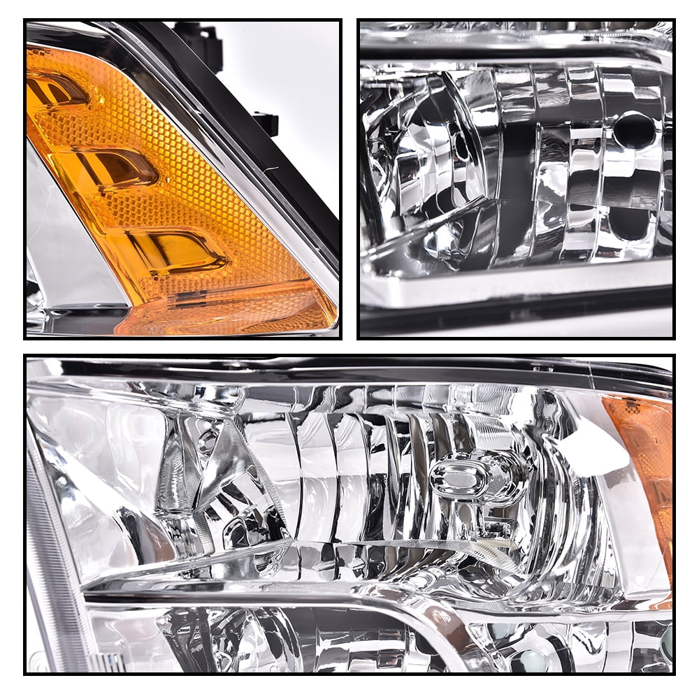 Pair Chrome Housing Amber Corner Headlights Assembly Fit for 2009-2012 Dodge Ram 1500 2500 3500