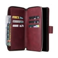 thumbnail image 3 of Dteck Case Compatible with iPhone 14 Pro,Magnetic Leather Wallet Case with 9 Card Slots Stand RFID Blocking Premium Zipper Protective Flip Leather Phone Cover with Wrist Strap,Winered, 3 of 6