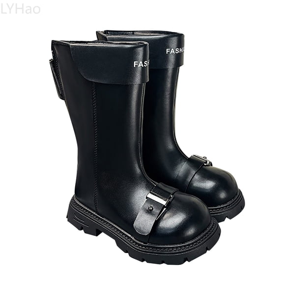 LYHao Stylish Leather Ankle Boots For Girls Easy Back Zipper Closure Comfortable Winter Footwear For Toddlers And Kids Everyday Casual And Outdoor Wear ,Girls Boots Sizes 9.5 Black(3.5-4 Years)