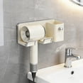thumbnail image 1 of Secador de pelo montado en la pared, sin instalación de taladro • Organizador multifuncional para el baño que ahorra espacio • Soporte de plástico engrosado • Cubo de almacenamiento y ganchos •, 1 of 6