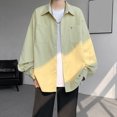 thumbnail image 2 of Long Sleeve Shirts for Men,Lapel Shirt Solid Color Casual Cardigan Holiday Top Breathable Comfortable Relaxed Fit,Long Sleeve Shirts for Men,M,Yellow, 2 of 5
