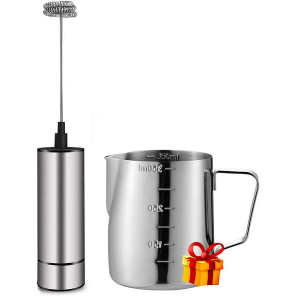 Handheld Milk Frother Battery Operated, Stainless Steel Coffee Frother for Latte Cappuccino Hot Chocolate, Mini Frappe Mixer for Drinks