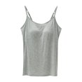 thumbnail image 4 of Fanxing Plus Size Camisole Tops for Women Built in Bra with Padding Spaghetti Strap Tank Top with Shelf Bras Silver,M, 4 of 5