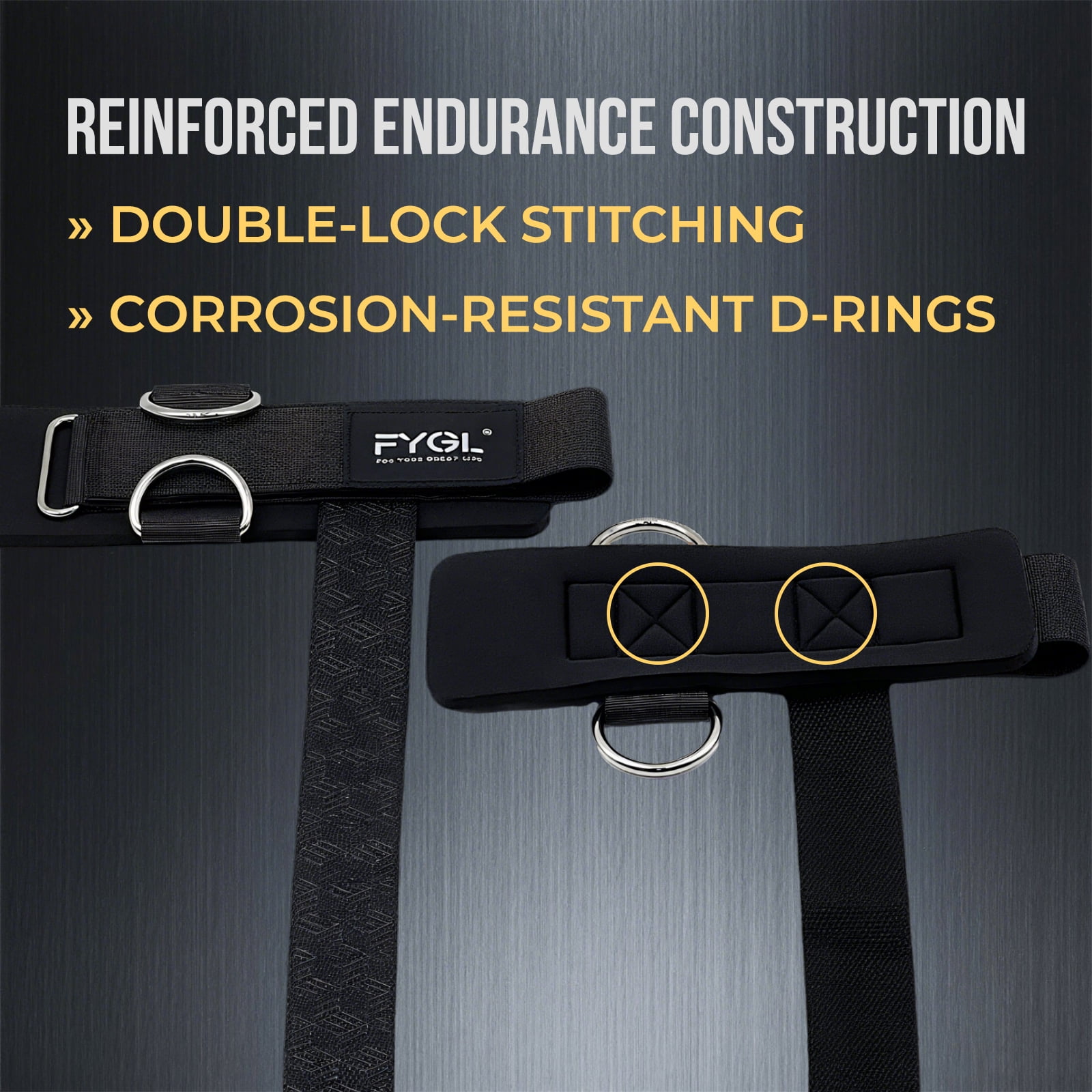 FYGL Dura Grip Anti-Slip Unisex Neoprene Geometric Weight Lifting Straps 2-Pack