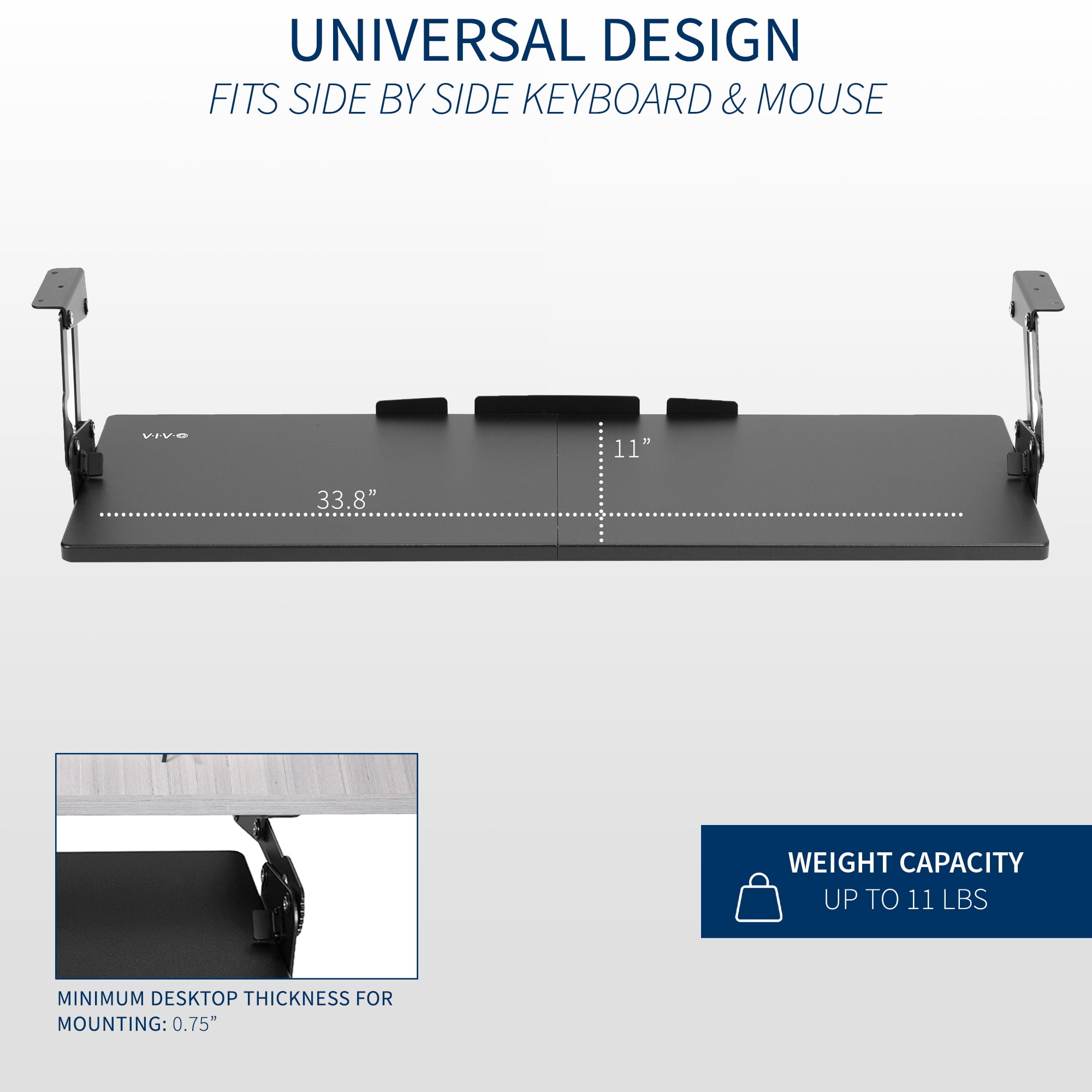 VIVO Extra Sturdy 34" Under Desk Keyboard Tray with Swinging Height Adjustment