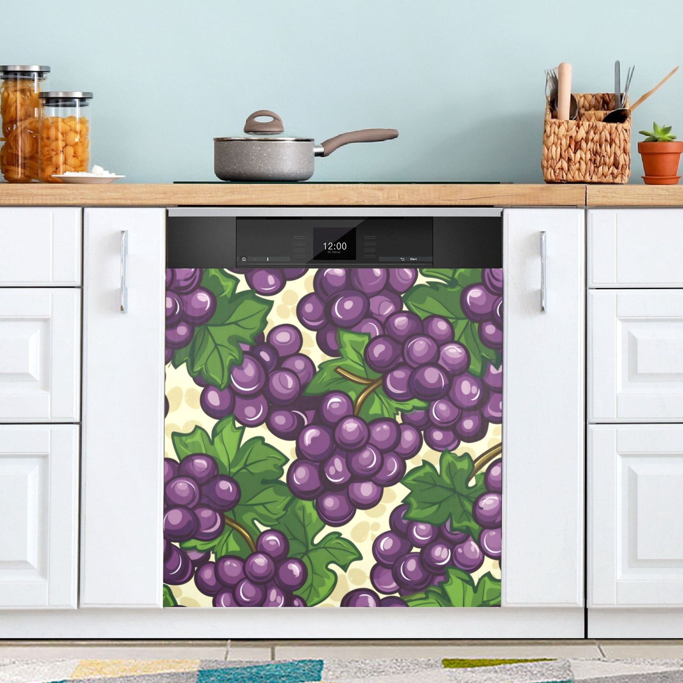 Dishwasher Magnetic Sticker 23x26 Inch Refrigerator Magnetic Sticker Washing Machine Magnetic Sticker Kitchen Panel Magnetic Sticker Home Decor Dark Purple Grape