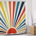 thumbnail image 2 of Rainbow Kids Colorful Shower Curtain Cute Retro Hippie Sun Sunrise Bathroom Curtains Set 72Wx72L Inches Vintage 70s Sunset Neutral Bath Accessories Art Home Decor Fabric 12 Pack Hooks, 2 of 6