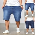 thumbnail image 5 of Hpapadks Mens Jean Shorts Plus Size Stretch Loose Straight Leg Denim Bermuda Shorts with Pockets Knee Length Mens Denim Shorts Dark Blue 28, 5 of 7