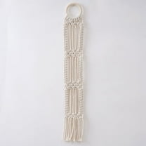 WEUVEB Beige Cotton Rope Woven Tassel Tapestry Wall Hanging Decorative Aesthetic Boho Home Decor 1 Set