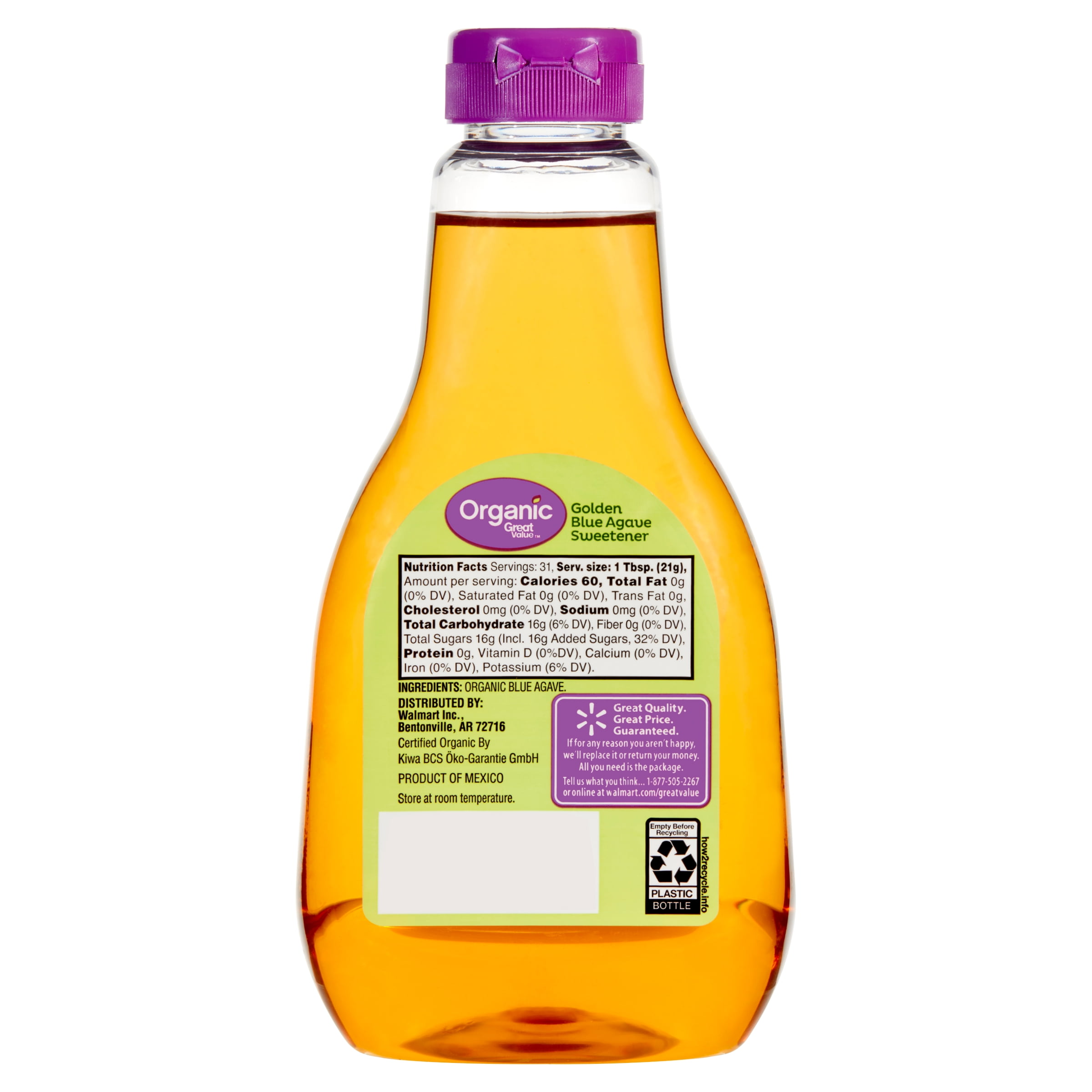 Great Value Blue Agave Sweetener, Sugar Substitute, Gluten Free, 23.5 oz  Bottle - Walmart.com
