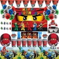 thumbnail image 2 of Decoraciones de fiesta de cumpleaños con temática Ninja de dibujos animados, vajilla desechable, vasos, platos, servilletas, fondo para niños, suministros de fiesta, 2 of 5