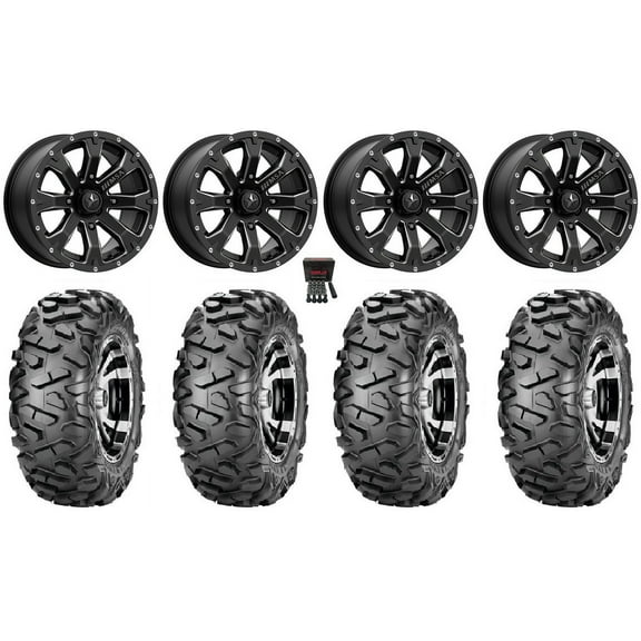 MSA Bounty 14" Wheels Black 28" BigHorn Tires Honda Pioneer