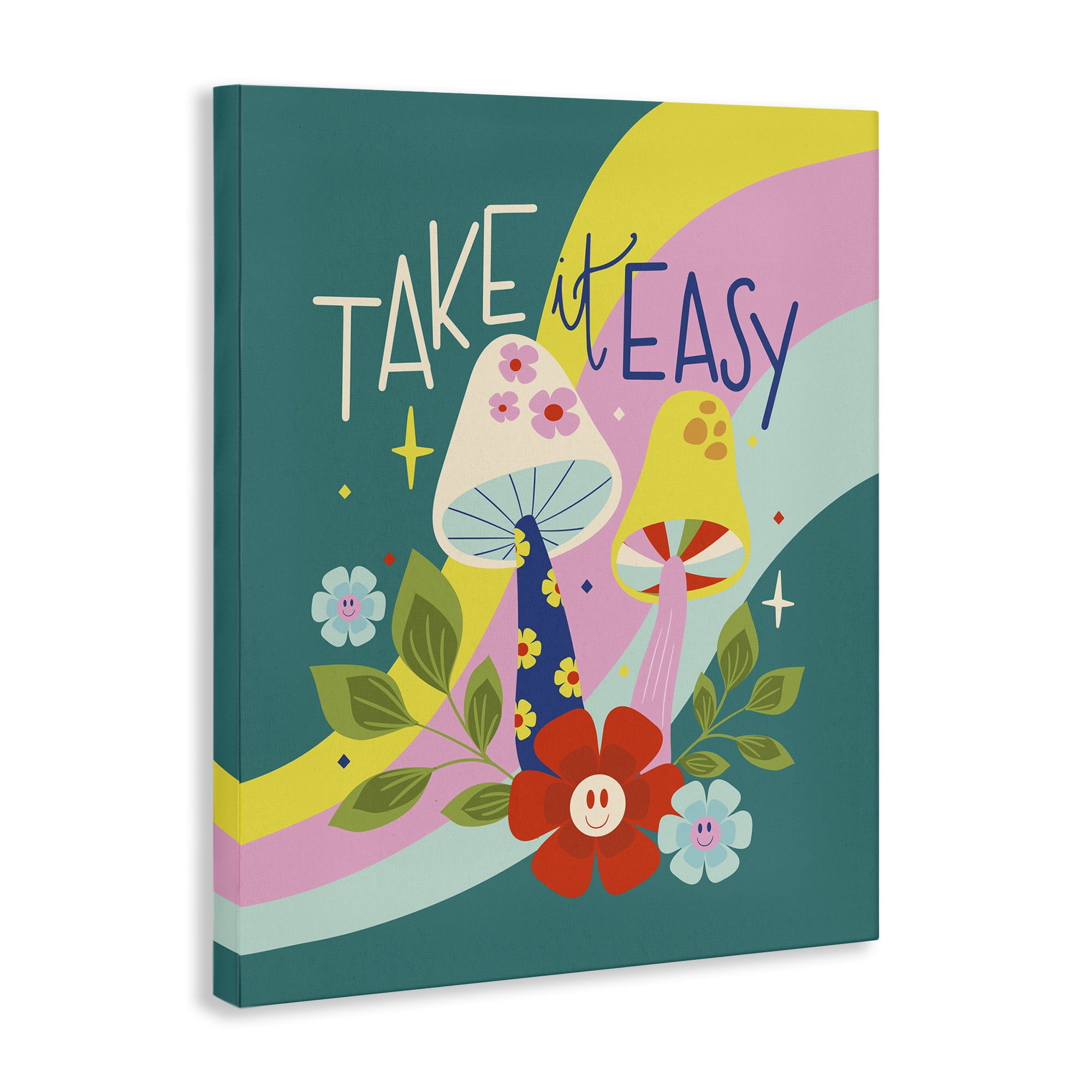 Stupell Industries Take It Easy Mushrooms Plants & Flowers Painting Wrapped Canvas Art Print Wall Art, 30 x 40
