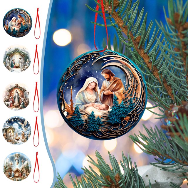 onlyliua Ofertas Del Día Decoración de Belén Árbol de Navidad de Madera Decoración de Coche Regalos Religiosos Sagrados Belén Decoración Navideña Regalos