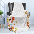thumbnail image 4 of Harvest Soft Flannel Fleece Blanket, Colorful Seasonal Maple Aspen Leaves Frame Fall Foliage Environment Nuts Butterfly, Cozy Plush for Indoor and Outdoor Use, 60" x 80", Multicolor, by Ambesonne, 4 of 5