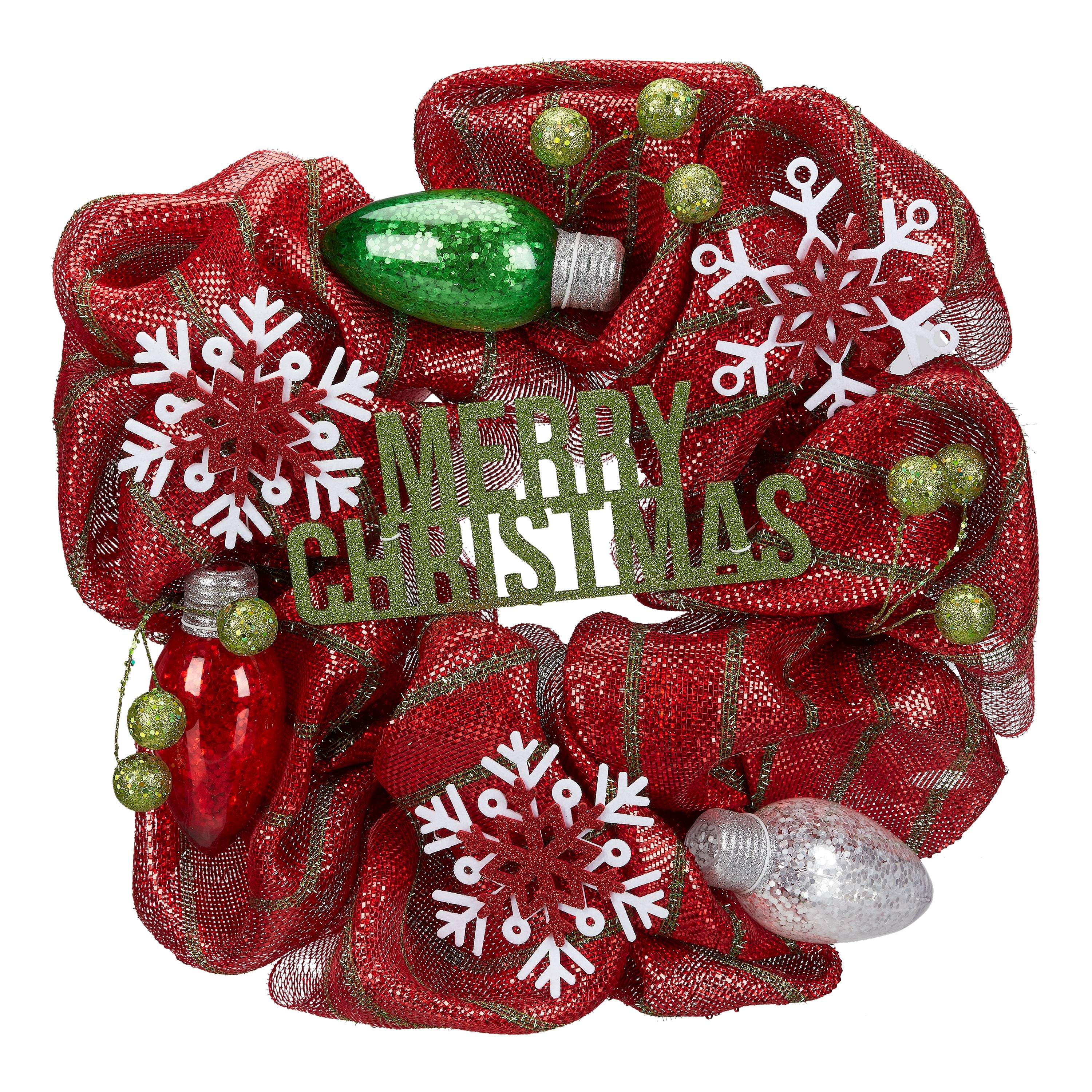 Holiday Time Bright Merry Christmas Wreath Christmas ...