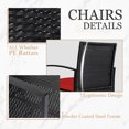 thumbnail image 2 of Tappio 3 Piece Outdoor Wicker Bistro Furniture Set, PE Rattan Chairs Porch Furniture Set w/Cushions & Glass Table for Yard Garden Balcony, Red, 2 of 7