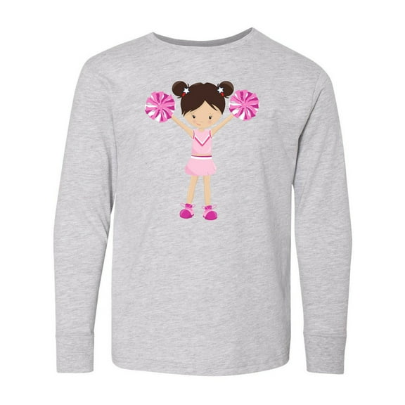 Inktastic Cheerleaders, Cute Girl, Brown Hair, Cheerleading Long Sleeve Youth T-Shirt