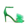 thumbnail image 3 of BLISSFUL STEP Women's Open Toe Ankle Strap Bow Tie Stiletto High Heels Sandals Grass Green 7, 3 of 7