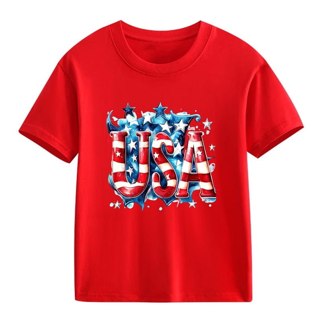 Odeerbi Chicos Niñas 4 de Julio Camiseta Manga Corta Día de La Independencia Camiseta Gráfica