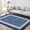Navy blue hue, variant on Border Geometric Rug, Non-Slip Washable Low Pile Thin Area Rug, Foldable Accent Carpet for Living Room, Bedroom, Dining Room, and Office