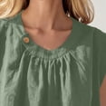 thumbnail image 6 of VBVC Women's Cotton-Linen Sleeveless Tank Top,Ladies Breathable Button Neck Blouse,Loose Fit Summer Pleated Shirt For Women,Green,S-3XL, 6 of 10