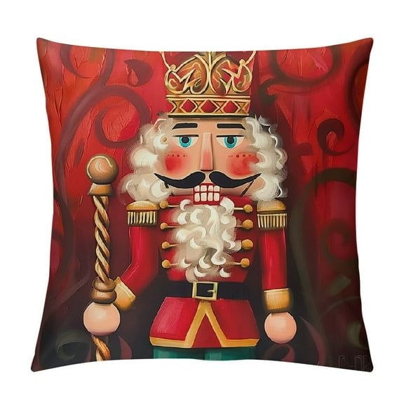 Creowell High-Quality Nutcracker Pillow Covers Soldier with Red Jacket Throw Pillows, Outdoor Pillowcase Cushion Case Decor for Home Sofa Couch Bed White
