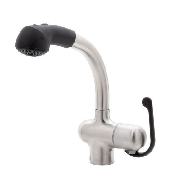 Grohe 33759KD0 Ladylux Plus Single-Handle Pull-Out Sprayer Kitchen Faucet in Stainless Steel and Black