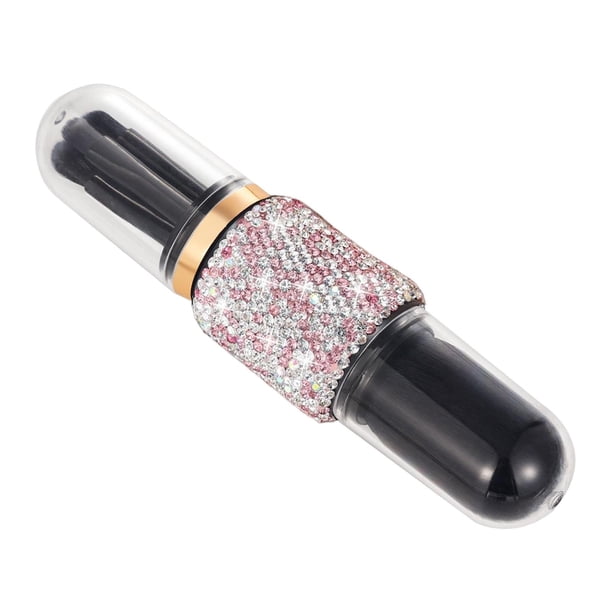 Brocha de maquillaje corta, brocha de maquillaje corrector de doble punta para difuminar y brocha para rubor. rosa