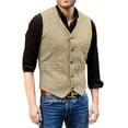 thumbnail image 2 of Men's Casual Slim-Fit Suit Vest, Khaki, Size L, 2 of 5