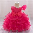 thumbnail image 2 of Toddler Girls Ruffled One Shoulder Party Dress with Bowknot Elegant Layered Tulle Pageant Gown, 2 of 5