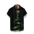 thumbnail image 5 of Men's Christamas Shirt Short Sleeve Button Down Blouses Casual Xmas Print Lapel Basic Tops 2025 Trendy Festival Gift (2XL, Army Green), 5 of 5