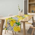 thumbnail image 2 of Italy Blue Tiles Table Runner, Italian Lemons Summer Table Runner for Dinning Room Farmhouse Dinner Runner Home Kitchen Dresser Decor for Party Holiday 13"x70", 2 of 6