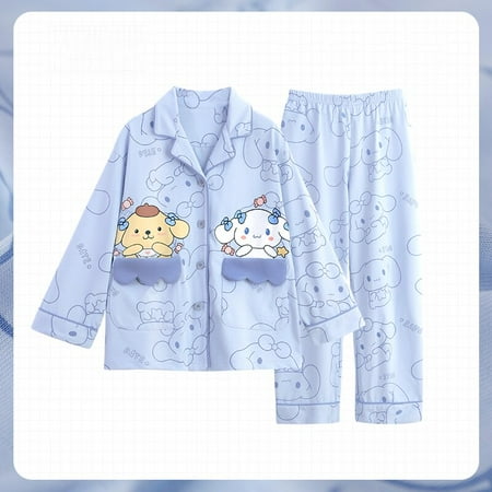 

Sanrio Cartoon Children Pajamas My Melody Kuromi Pompom Purin Anime for Suits Fashion Sleepwear Autumn and Winter Kawaii Pijama