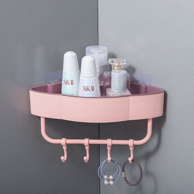 Amdohai SUNSIOM Bathroom Shower Caddy Shelf Corner Bath Wall Mount Rack Storage Holder Organizer, Color - Pink