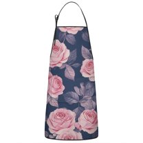 Pioneer Flower Floral Print Pattern Apron-Garden Aprons for Women with Pockets-Cotton Linen Waterproof Kitchen Cooking Gardening Aprons Adjustable for Kitchen,Cooking,BBQ and Salon 33x27 Inch
