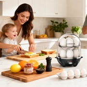 Egg Cooker - Rapid 2-Layer 14 Eggs Boiler with Auto Shut-off, Poacher & Omelette Maker, Easy Clean Stainless Steel Heating Plate for Soft, Medium, Hard Boiled Eggs - Green