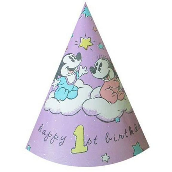 Disney Babies Vintage 1st Birthday Purple Cone Hats (8ct)