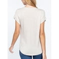 thumbnail image 4 of Women Casual Loose Fit V-Neck Cuff Dolman Sleeve Drop Shoulder Jersey T-shirts Top, 4 of 5