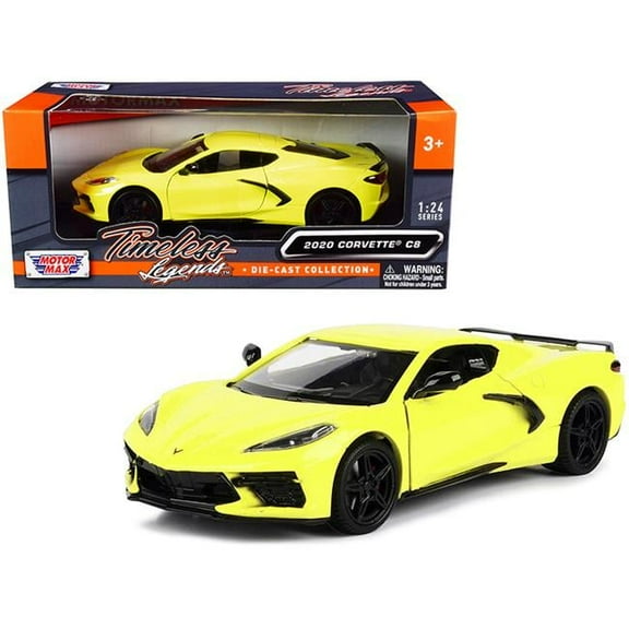 Motormax 2020 Chevrolet Corvette C8 Stingray Timeless Legends 1 by 24 Scale Diecast Model Car, Yellow
