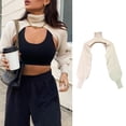 thumbnail image 5 of ZPAQI Women Lantern Long Sleeve Sweater Sexy Hollow Out Turtleneck Solid Color Crop Top Ribbed Knitted Loose Pullover Shrug Cover Up Streetwear, 5 of 21